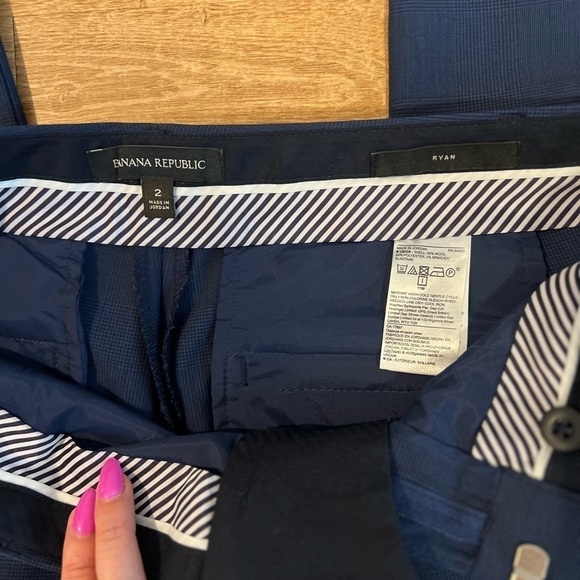 BANANA REPUBLIC INDIGO PLAID RYAN STRAIGHT ANKLE PANTS - Picture 5 of 5